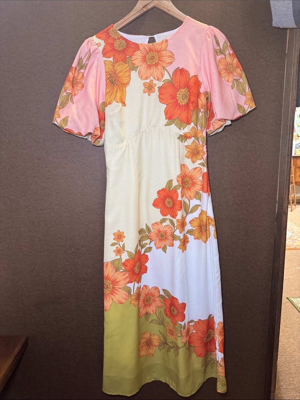 Polagram Floral Maxi Dress - Pink, Orange & Cream
